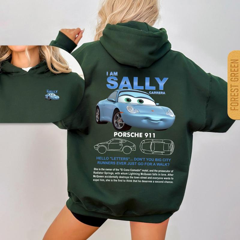 95 Lightning McQueen and Sally T-shirt Sweatshirt Hoodie, 2 Side Printed Couples Car Shirt, Lover Car Shirt  Cotton