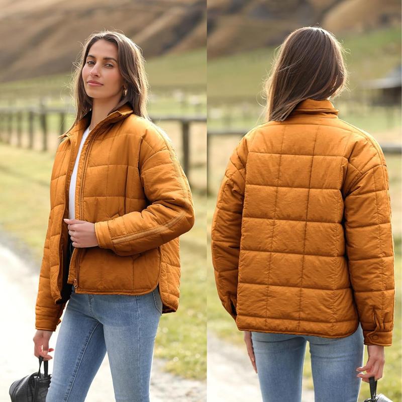 Molitree Women's Oversized Splice Quilted Lightweight Puffer Jacket Casual Padded Coat Womenswear Fashion