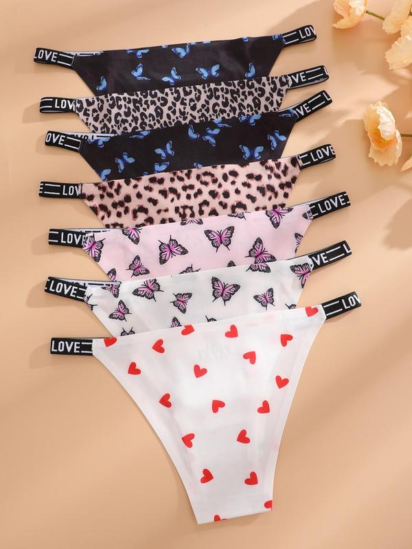 Women's All Over Print Letter Tape Knicker, Casual Comfy Breathable Panty for Daily Wear, Ladies Underwear for All Seasons,  Underwear for Women, Panties for Women, Summer Wear 2024