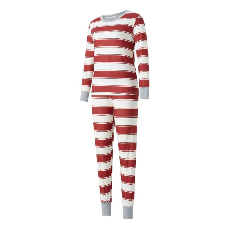 Matching Christmas Pajamas For Family Long Sleeve O Neck Tops + Striped Pants or Long Sleeve Striped Jumpsuit