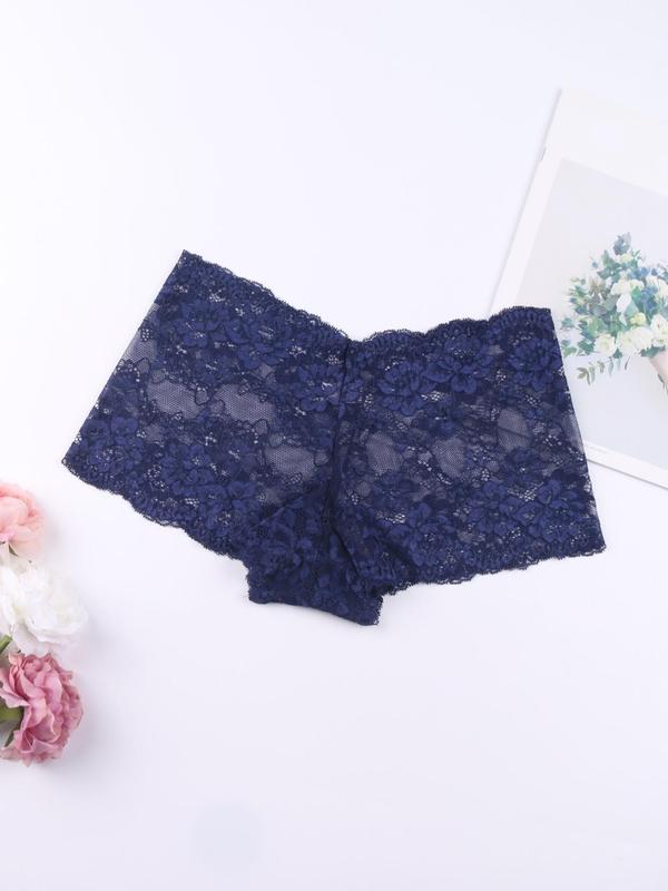 Women's Simple Multicolor Basic Solid Scallop Trim Lace Knicker, Back To School Lady Casual Sheer Soft Fabric Panty, Women's Underwear for All Seasons, Minimalist Everyday Womenswear, Elegance Panties, Fall Wear, Fallfreshness