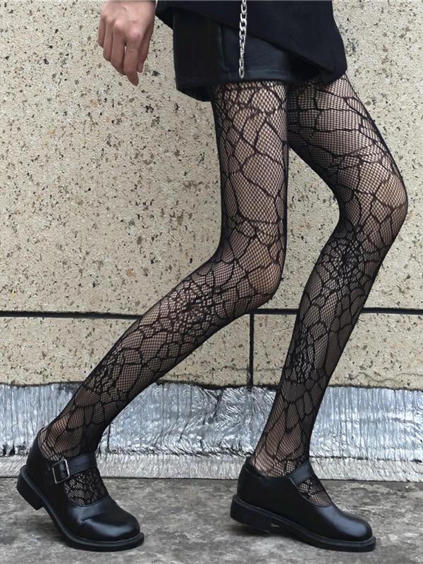 Women's Minimalist Spider Web Pattern Fishnet Tights, Womenswear, 1 Pair Basic Comfy Breathable Slim Pantyhose for Women, Fashion Lady Comfort Stocking for Spring & Summer