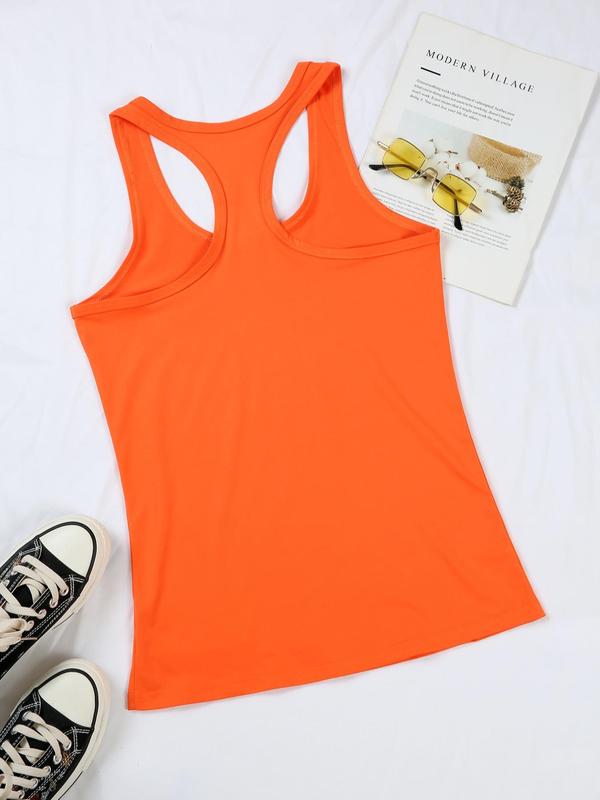 Women's Letter Graphic Round Neck Tank Top, Casual Sleeveless Top for Summer, Fashion Women's Clothes for Daily Wear