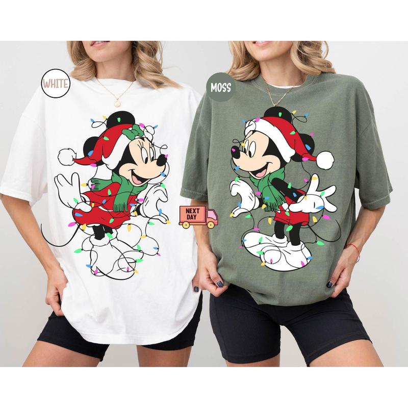 Mickkey and Minniie Mouse Couples Christmas Lights T-Shirt, Mickkey's Very Merry Xmas Party Shirt, Vacation Gift J72EM