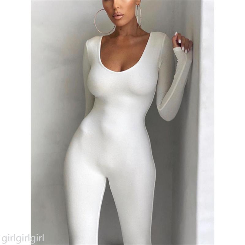 girlgirlgirl Stretchable Scoop Neck Bodysuit - Elegant Women's Bodycon Unitard for Yoga and Night Outs, Easy-Care Fall Winter Essential