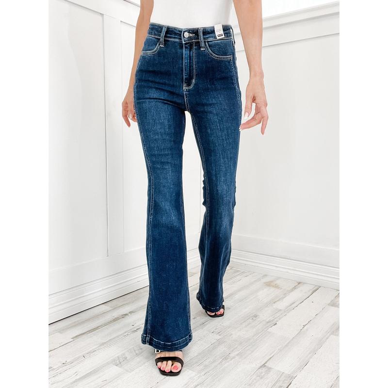 Judy Blue ANTI-HERO Hi-Rise Angled Side Seam Detail Flare Denim Jeans