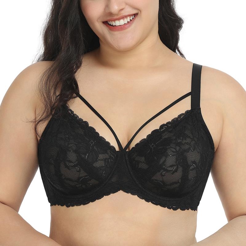 Live Only HSIA Pretty In Petals Unlined Strappy Floral Lace Unpadded Plus Size Underwire Bra