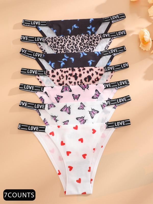 Women's All Over Print Letter Tape Knicker, Casual Comfy Breathable Panty for Daily Wear, Ladies Underwear for All Seasons,  Underwear for Women, Panties for Women, Summer Wear 2024