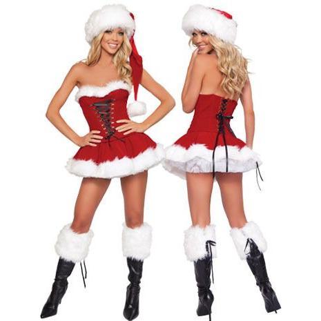 RSLOVE Christmas Lingerie for Women-Santa Velvet Strap Strappy Dress Babydoll Chemise Mrs Claus Costumes with Choker Belt Womenswear Underwear Lady