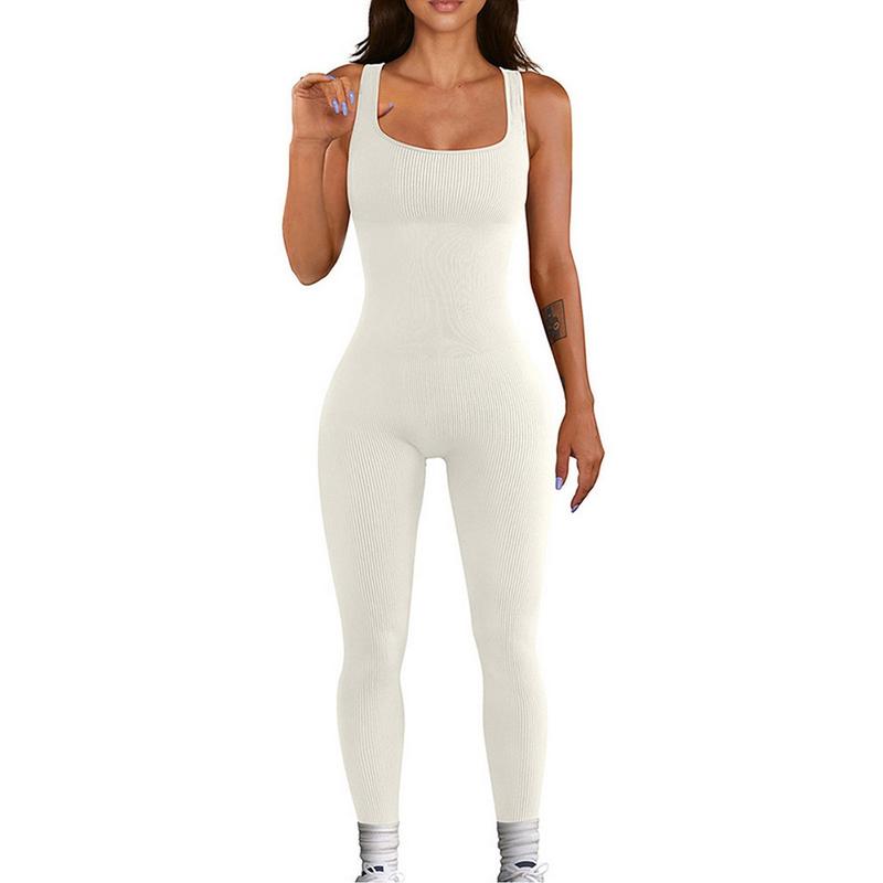 Women's One Piece Jumpsuits Ribbed Tank Tops Rompers Sleeveless Yoga Casual Workout Jumpsuit