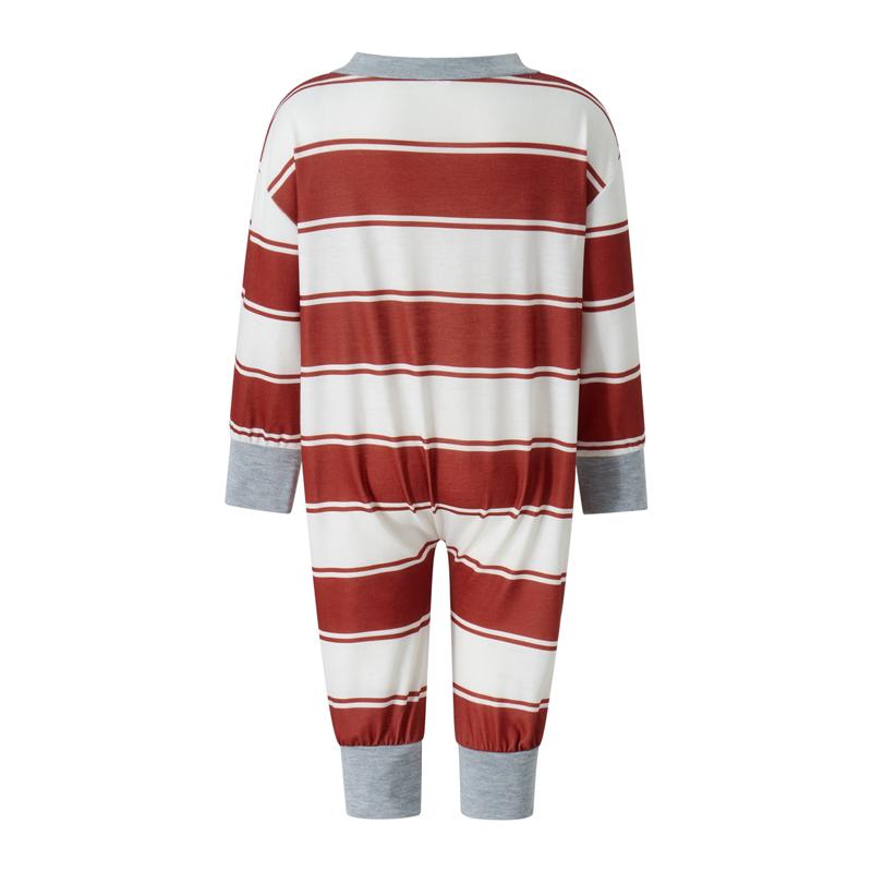 Matching Christmas Pajamas For Family Long Sleeve O Neck Tops + Striped Pants or Long Sleeve Striped Jumpsuit