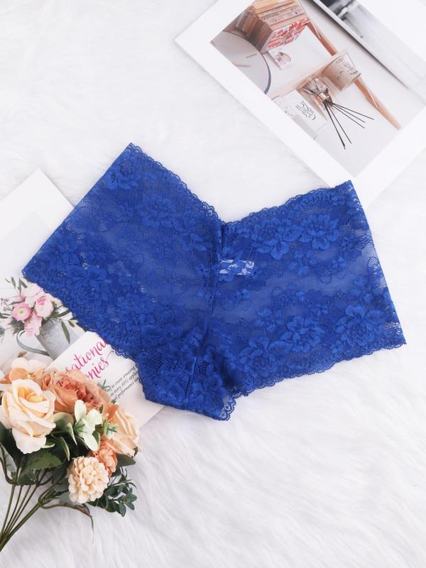 Women's Simple Multicolor Basic Solid Scallop Trim Lace Knicker, Back To School Lady Casual Sheer Soft Fabric Panty, Women's Underwear for All Seasons, Minimalist Everyday Womenswear, Elegance Panties, Fall Wear, Fallfreshness