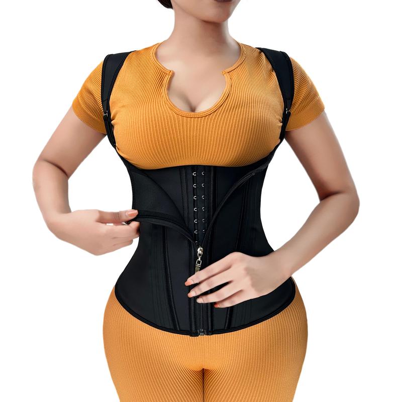 Women's Adjustable Hook&Eye Closure Zipper Front Shapewear Top,Comfort Open Bust Tummy Control Corset,Compression Waist Shaper, Ladies Shapewear for All Seasons Sexy