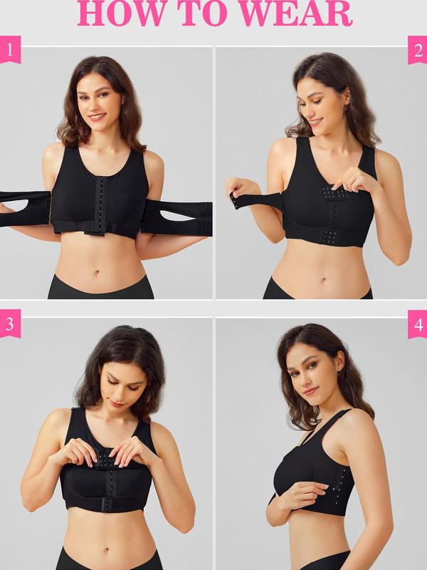 Women's Adjustable Hook & Eye Closure Wireless Bralette, Solid Color Breathable Comfortable Bralette, Women's Lingerie for All Seasons