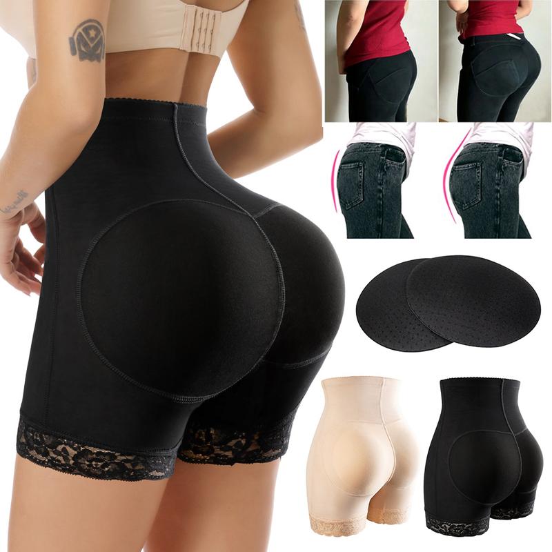 Women's High Waist Bum Butt Lifting Shapewear Shorts Padded Lace Shapewear Shorts, Tummy Control Boyshorts Buttock Underwear, Lady Shapewear Bottoms