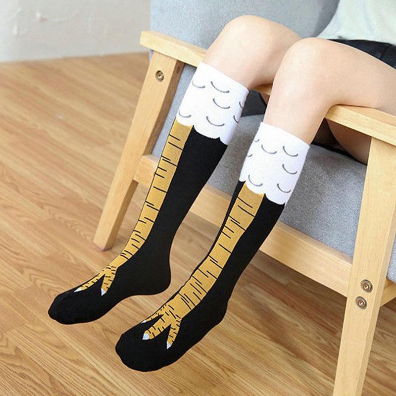 3D Novelty Funny Knee-high Chicken Leg Socks, 1 Pair Cartoon Paw Socks for Women & Men, Birthday and Holiday Party Favors, Christmas Gift