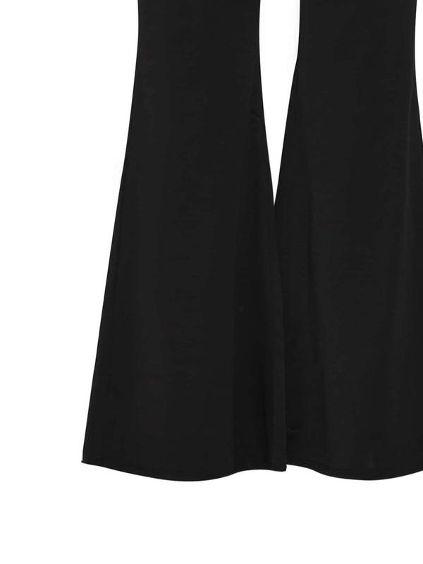  Solid Flare Leg Pants, Casual Comfy High Waist Bell Bottom Trousers for Daily Wear, Women's Bottoms for Spring & Fall