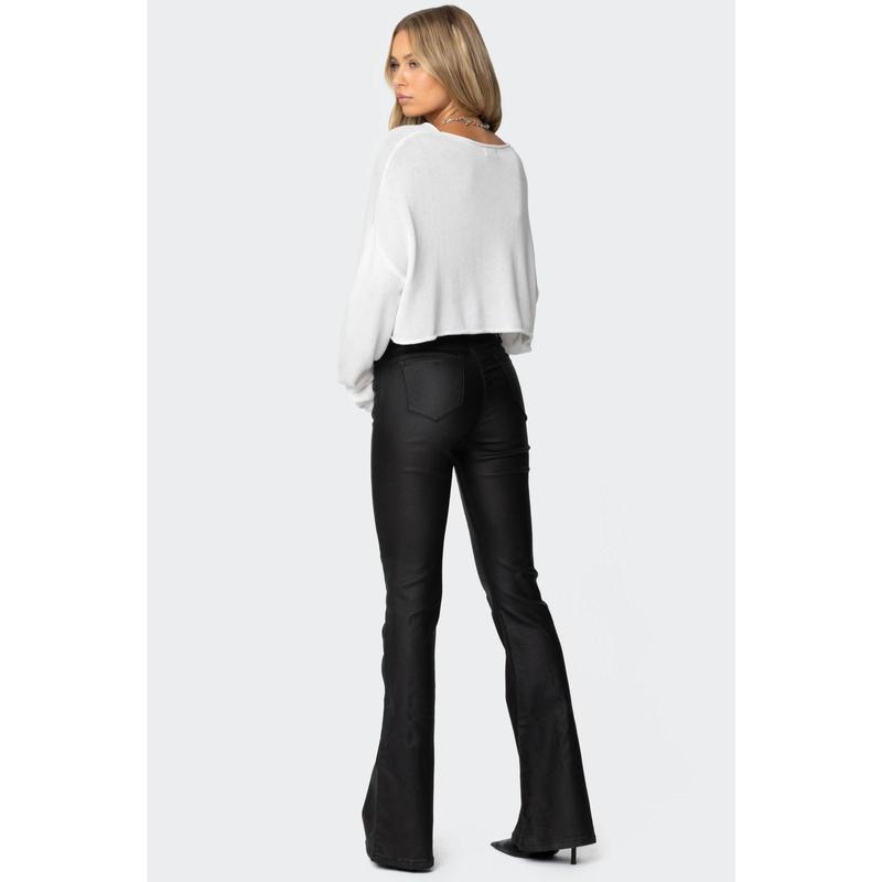 Luna Faux Leather Flare Jeans