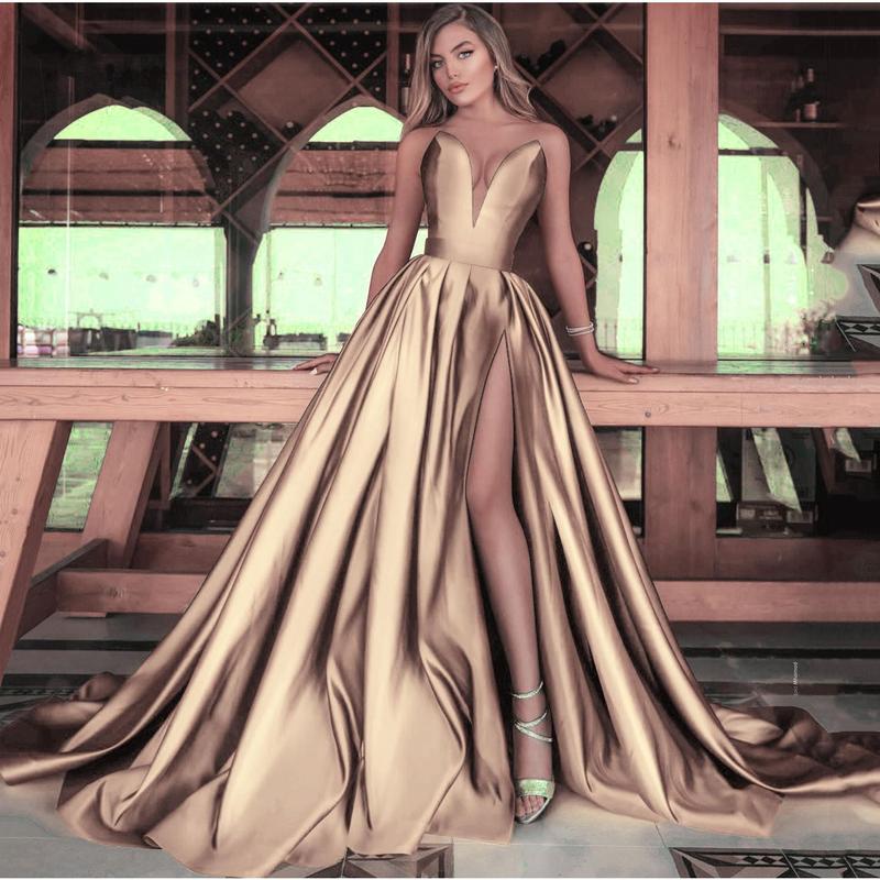 2024 Autumn Winter new fashion sexy deep V split long dress distressed and elegant wedding dress