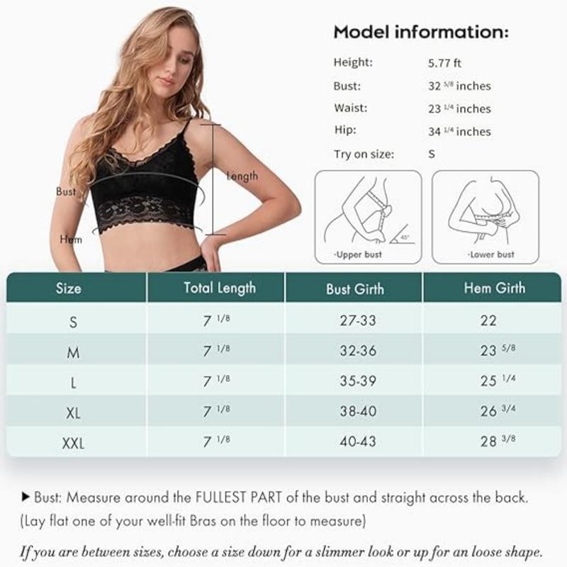 3pcs Floral Lace Bralettes for Women Lady Padded V Neck Camisole Racerback Crop Top - Womenswear Underwear Minimalist Comfortable Sexy Spaghetti Strap