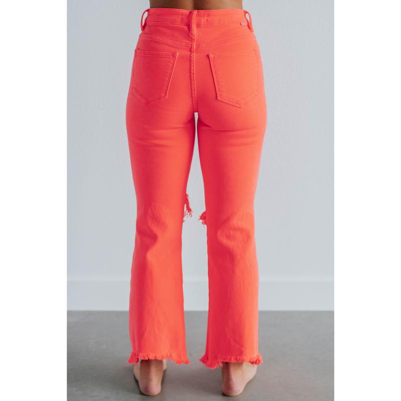 Willow Risen Jeans - Neon Coral