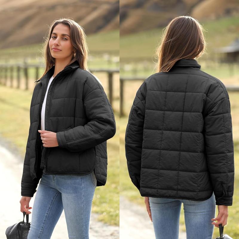 Molitree Women's Oversized Splice Quilted Lightweight Puffer Jacket Casual Padded Coat Womenswear Fashion