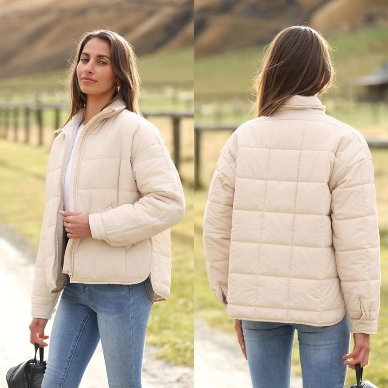 Molitree Women's Oversized Splice Quilted Lightweight Puffer Jacket Casual Padded Coat Womenswear Fashion