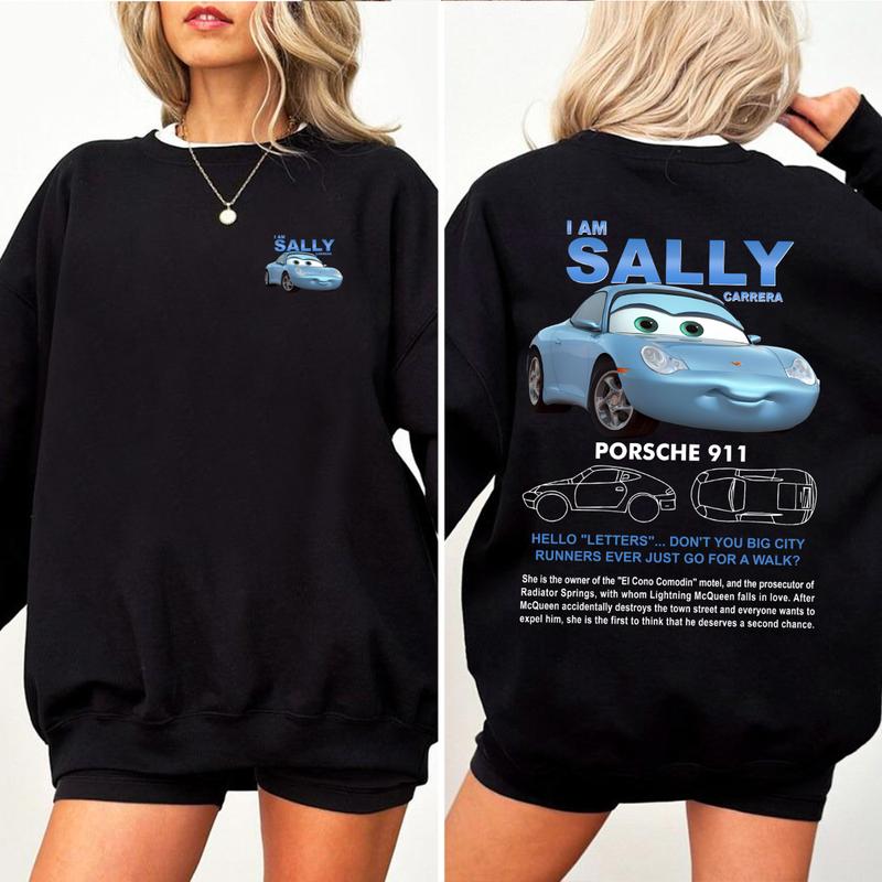 95 Lightning McQueen and Sally T-shirt Sweatshirt Hoodie, 2 Side Printed Couples Car Shirt, Lover Car Shirt  Cotton