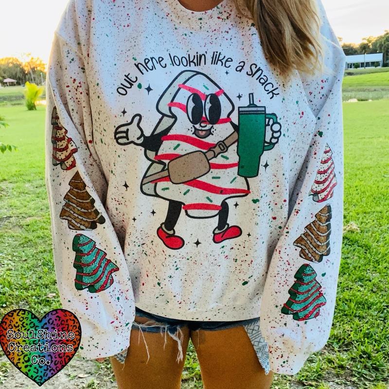 Out here lookin like a Snack Splatter Christmas Sweatshirt Unisex Sweater