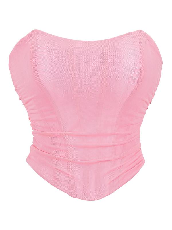 Women's Lace Up Corset Shapewear Tube Top, Casual Ruched Grommet Eyelet Strapless Shaper, Body Shapewear, Ladies Shapewear Clothing for Daily Wear