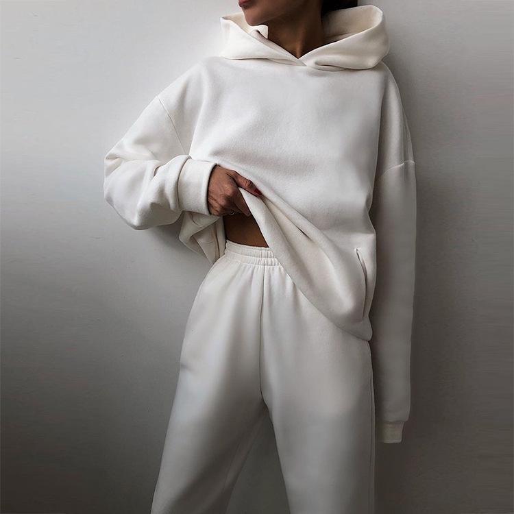 Two Piece Set | Comfrt | Customized Minimalist Hoodie | For Stress & Anxiety, Women's Casual Fashion Thickened Long Sleeve Sweater Pants