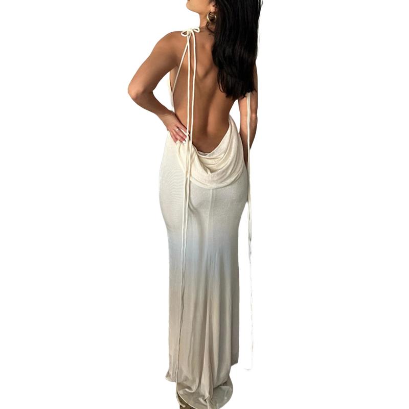 2022Sexy Backless Bandage Long Dresses for Club Party Night Gown Vestido Chic Women Elegant Spaghetii Strap Dress Summer Beach