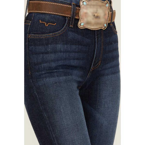 K.i.m.e.s Ranch Women's Dark Wash Jennifer High Rise Wide Flare Jeans