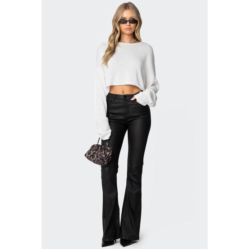 Luna Faux Leather Flare Jeans