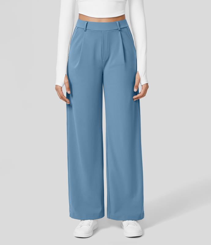 Halara Flex High Waisted Plicated Side Pocket Straight Leg Work Pants