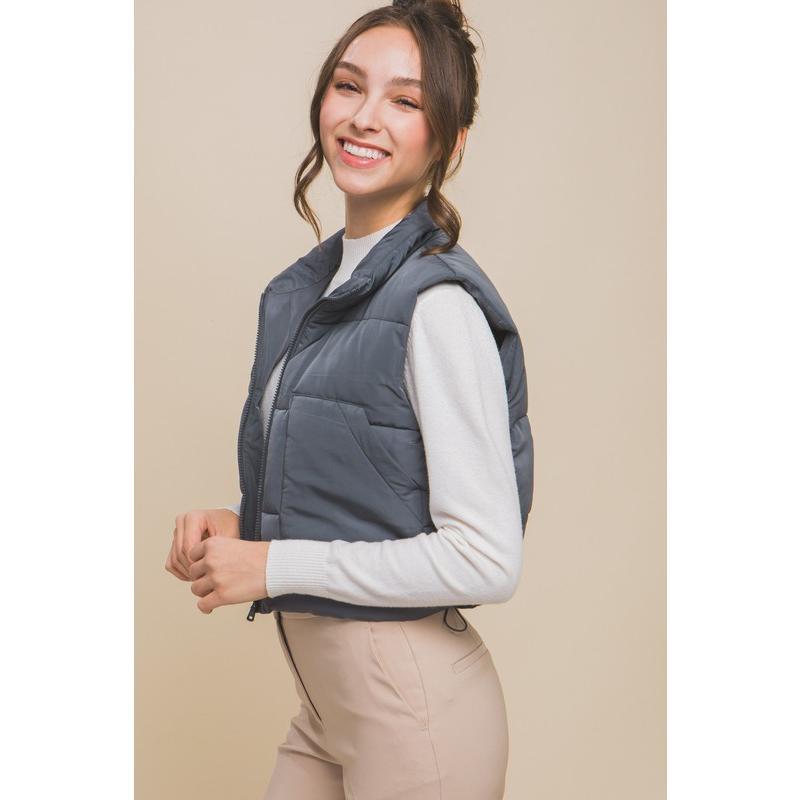 Love Tree Puffer Vest With Pockets Womenswear