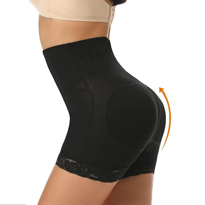 Women's High Waist Bum Butt Lifting Shapewear Shorts Padded Lace Shapewear Shorts, Tummy Control Boyshorts Buttock Underwear, Lady Shapewear Bottoms