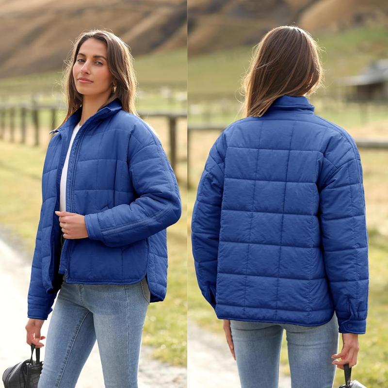 Molitree Women's Oversized Splice Quilted Lightweight Puffer Jacket Casual Padded Coat Womenswear Fashion