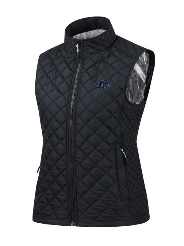 Women's Solid Color Argyle Quilted Heated Vest, 3-level Temperature Adjustment Heating Vest, Ladies Sportswear for Fall & Winter