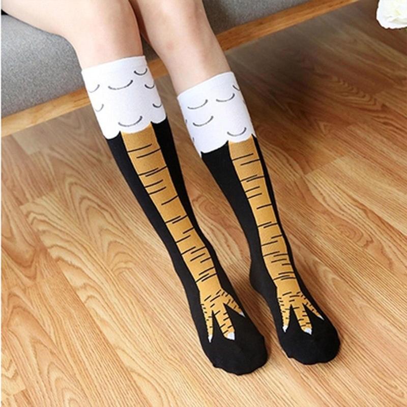 3D Novelty Funny Knee-high Chicken Leg Socks, 1 Pair Cartoon Paw Socks for Women & Men, Birthday and Holiday Party Favors, Christmas Gift