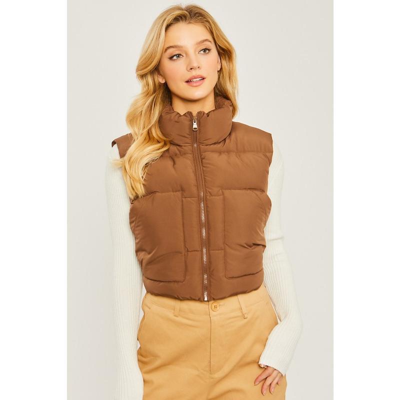 Love Tree Puffer Vest With Pockets Womenswear