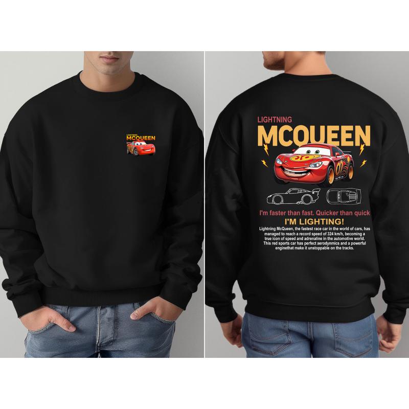 95 Lightning McQueen and Sally T-shirt Sweatshirt Hoodie, 2 Side Printed Couples Car Shirt, Lover Car Shirt  Cotton