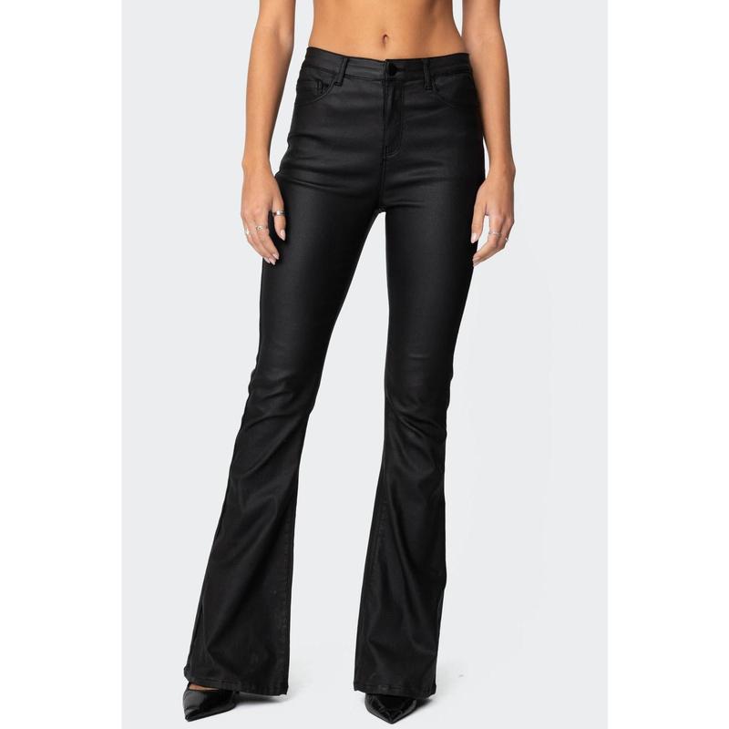 Luna Faux Leather Flare Jeans