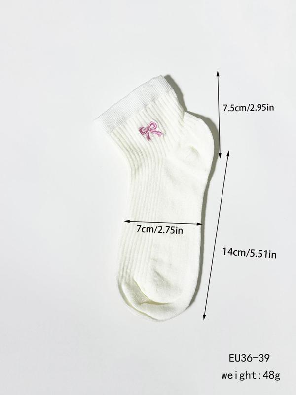 Women's Bow Print Crew Socks, Casual Comfy Breathable Socks for Daily Wear, Ladies Socks for All Seasons