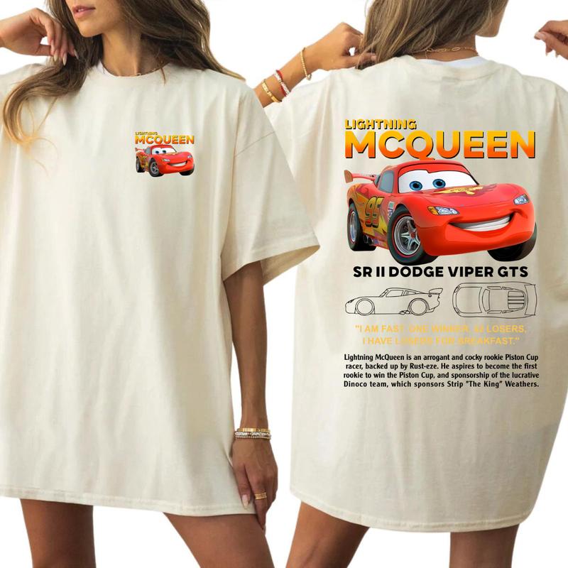 95 Lightning McQueen and Sally T-shirt Sweatshirt Hoodie, 2 Side Printed Couples Car Shirt, Lover Car Shirt  Cotton