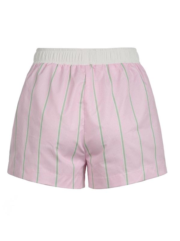 Women's Striped Print Pocket Shorts, Casual Comfy Breathable Shorts for Daily Wear, Ladies Bottoms for All Seasons