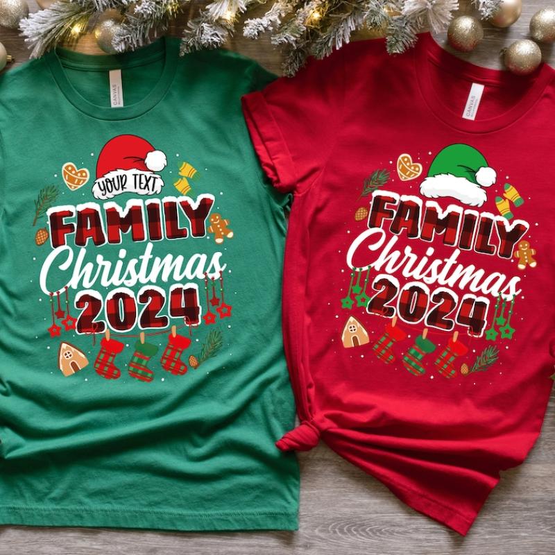 Custom Family Christmas 2024 Shirt, Funny Family Christmas Tshirt, 2024 Tee,Family Christmas Santa Tee,Custom Family  Matching