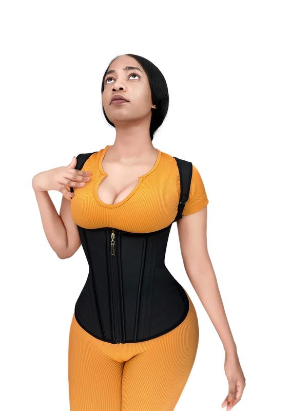 Women's Adjustable Hook&Eye Closure Zipper Front Shapewear Top,Comfort Open Bust Tummy Control Corset,Compression Waist Shaper, Ladies Shapewear for All Seasons Sexy