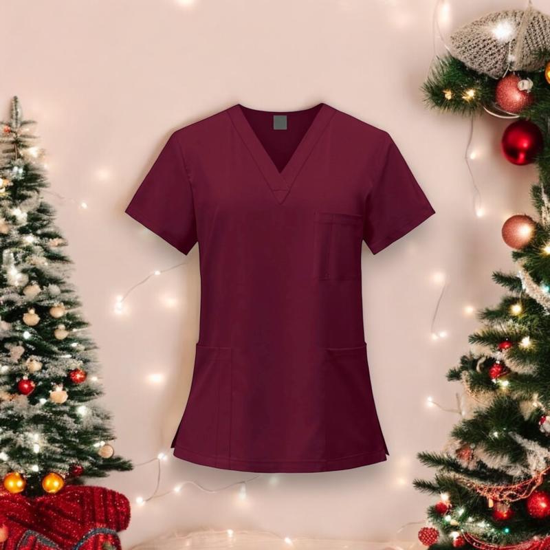 Women Maroon Scrubs Top Breathable Comfort