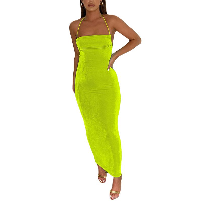 2022Sexy Backless Bandage Long Dresses for Club Party Night Gown Vestido Chic Women Elegant Spaghetii Strap Dress Summer Beach